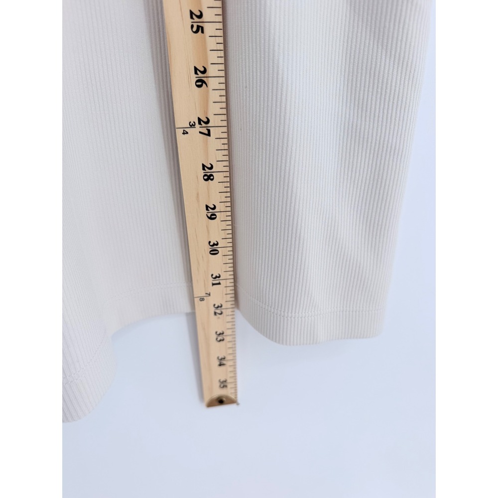 Athleta Renew Ribbed T-Shirt Dress M Beige Short Pockets Quiet Luxury Yoga - Picture 7 of 9